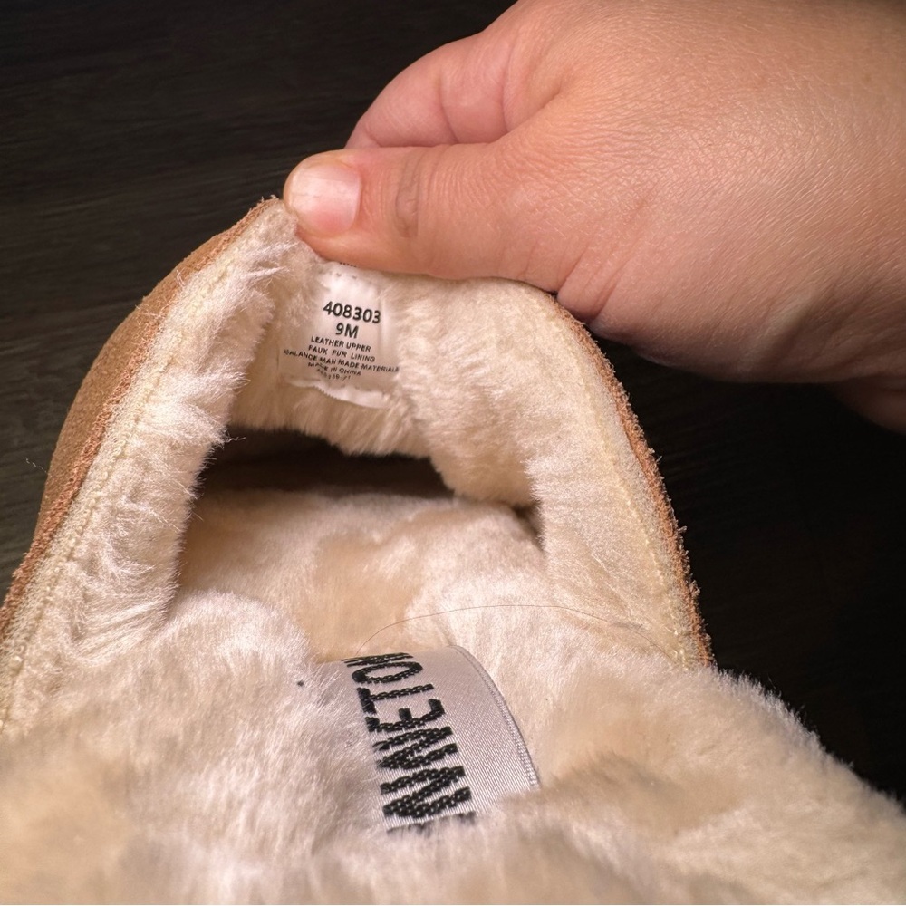 MINNETONKA Tan Stefanie Scuff Suede Slipper Cozy Winter Spa Lounge Women’s sz.9 - Picture 6 of 8